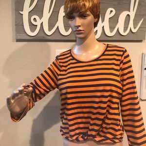 Stripped long sleeve shirt blue and gold